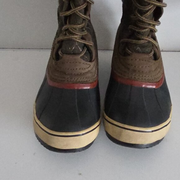 SOREL | Boots Sorelli Quilted Wool Green Brown Waterproof Women’s SZ 6 - Picture 4 of 6